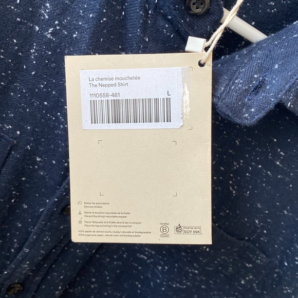NWT Nepped flannel navy Shirt from Frank and Oak - Picture 4 of 4